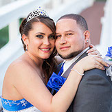 crystal ballroom wedding day tampa bride and groom bridge